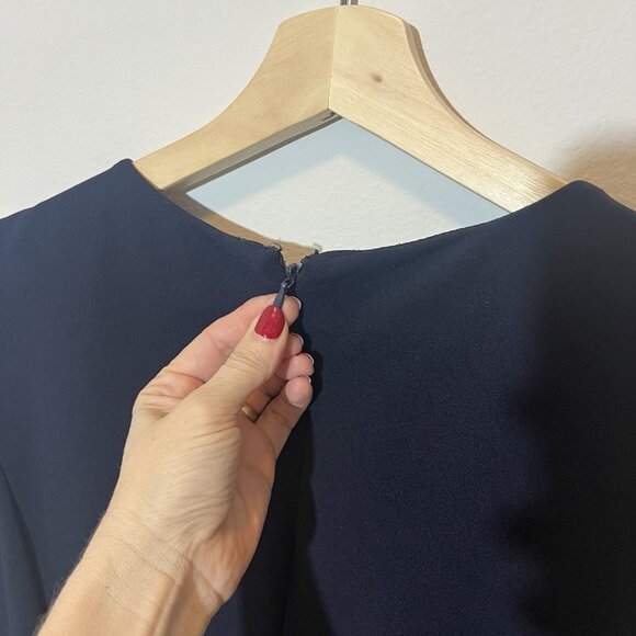 Calvin Klein Women Navy Illusion- Trim Ponte Fit and Flare Dress Size 14 Career - Picture 9 of 10